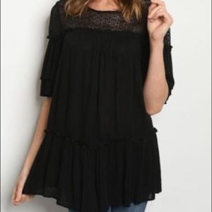 Black ruffle top